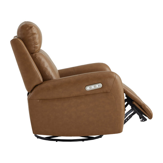 Swivel Glider Recliner in Genuine Leather with Power Function