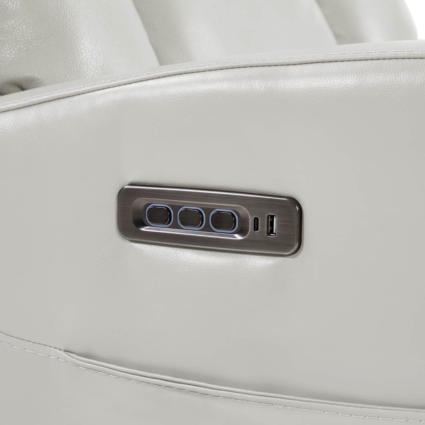 Swivel Glider Recliner in Genuine Leather with Power Lumbar