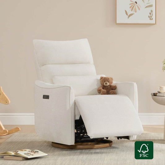 Swivel Nursery Glider Recliner with Power Headrest