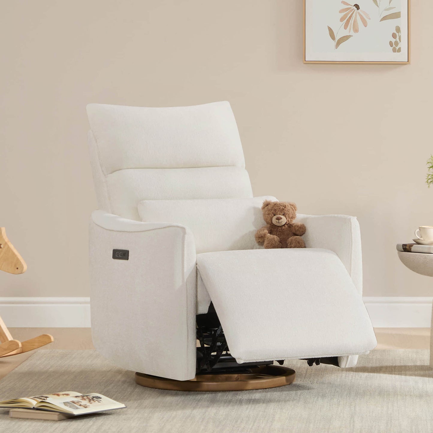 Swivel Nursery Glider Recliner with Power Headrest