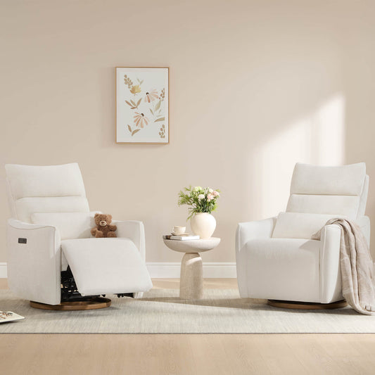 Swivel Nursery Glider Recliner with Power Headrest