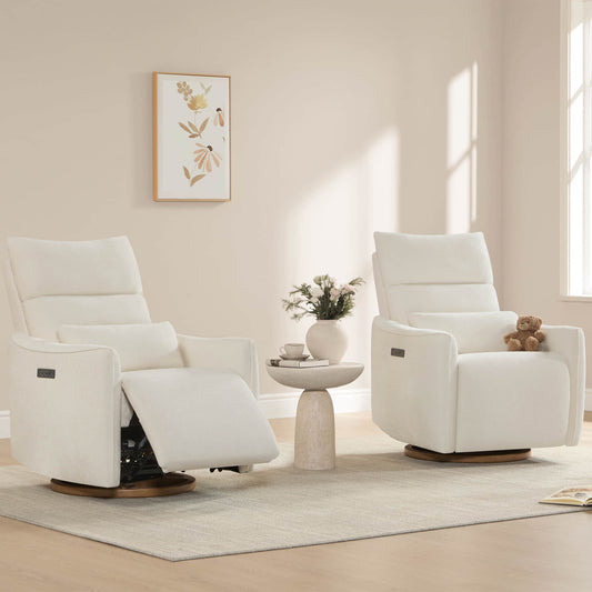 Swivel Nursery Glider Recliner with Power Headrest