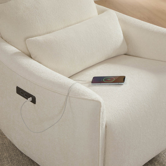 Swivel Nursery Glider Recliner with Power Headrest