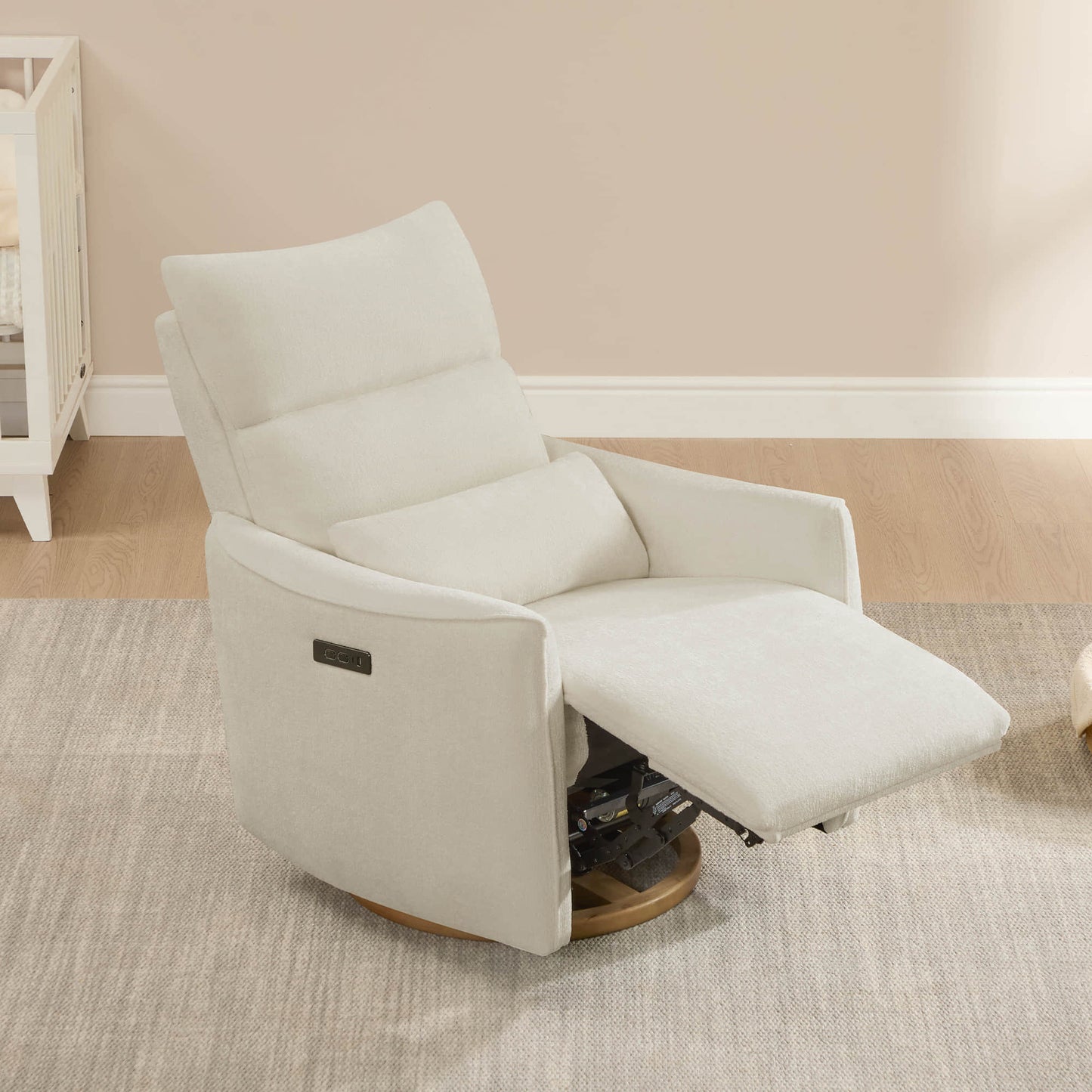 Swivel Nursery Glider Recliner with Power Headrest