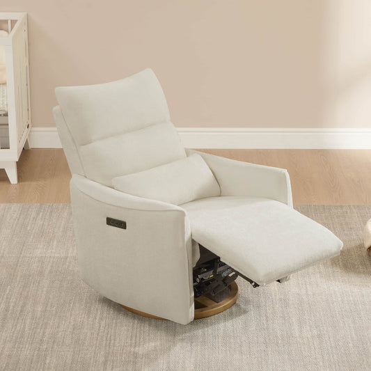 Swivel Nursery Glider Recliner with Power Headrest