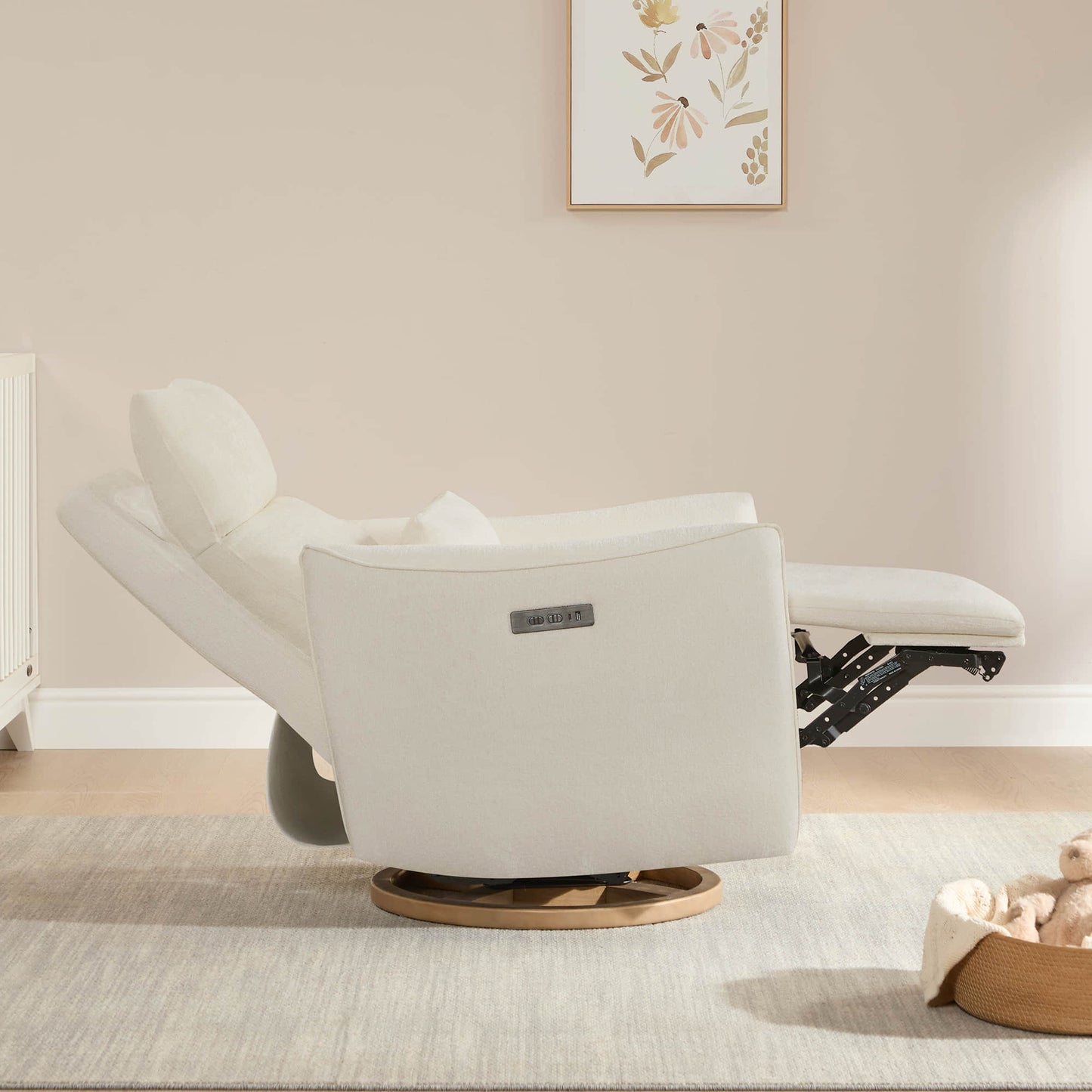Swivel Nursery Glider Recliner with Power Headrest