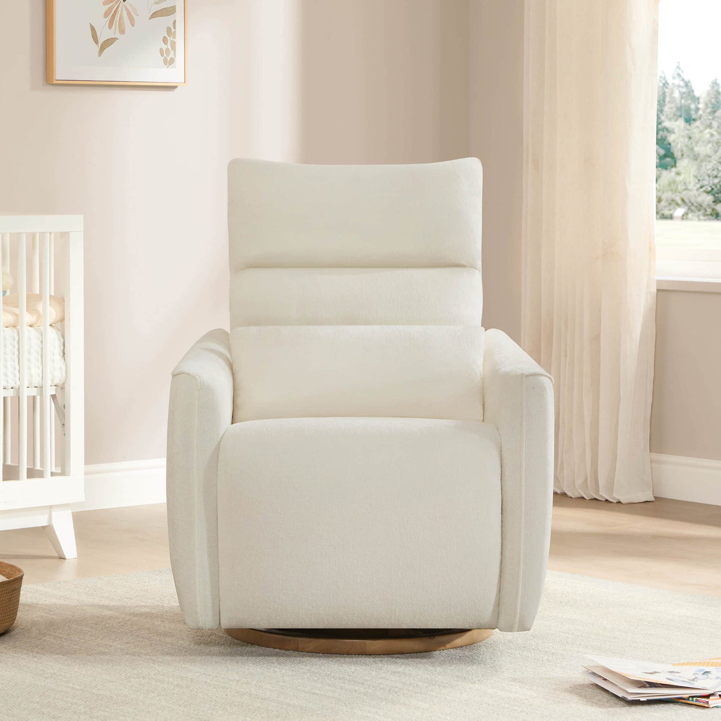 Swivel Nursery Glider Recliner with Power Headrest