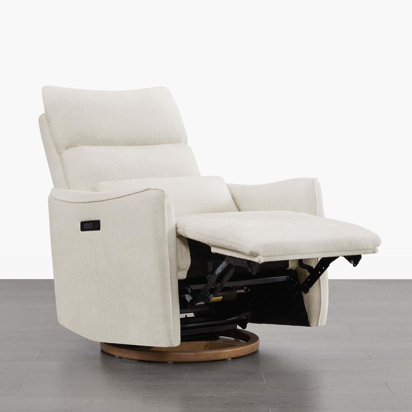 Swivel Nursery Glider Recliner with Power Headrest