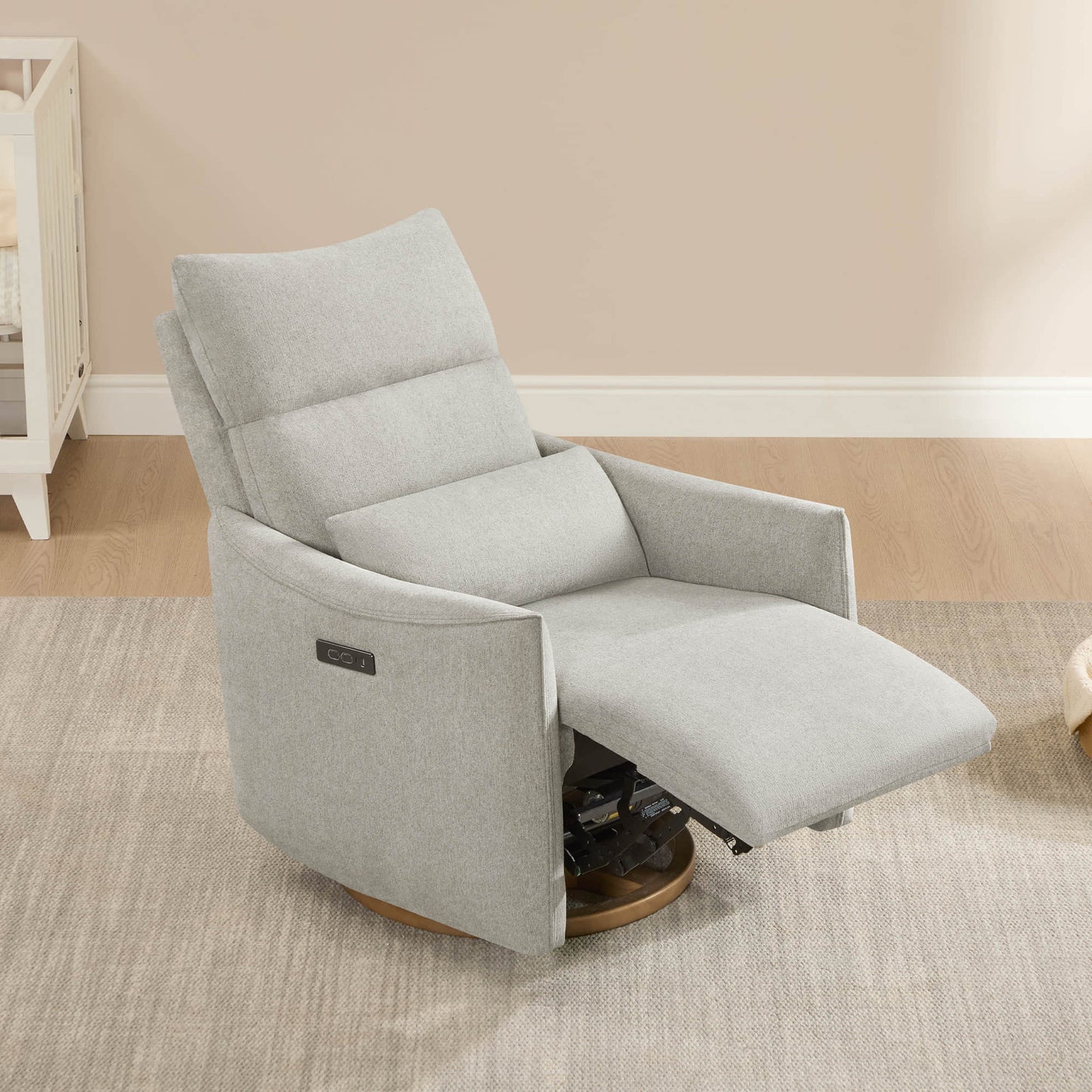 Swivel Nursery Glider Recliner with Power Headrest