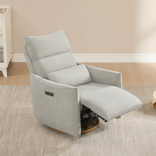 Swivel Nursery Glider Recliner with Power Headrest