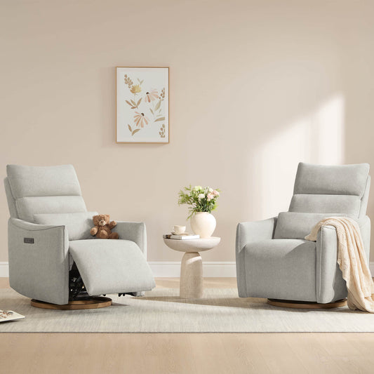 Swivel Nursery Glider Recliner with Power Headrest
