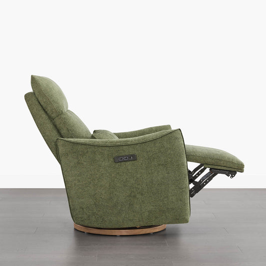 Swivel Nursery Glider Recliner with Power Headrest