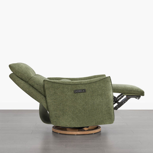 Swivel Nursery Glider Recliner with Power Headrest