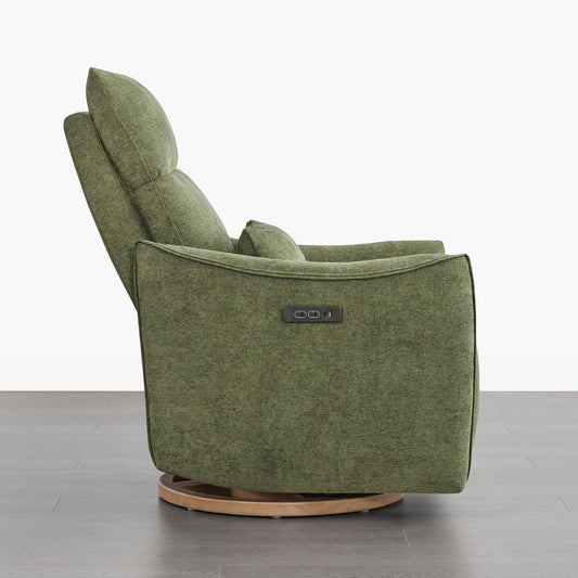 Swivel Nursery Glider Recliner with Power Headrest