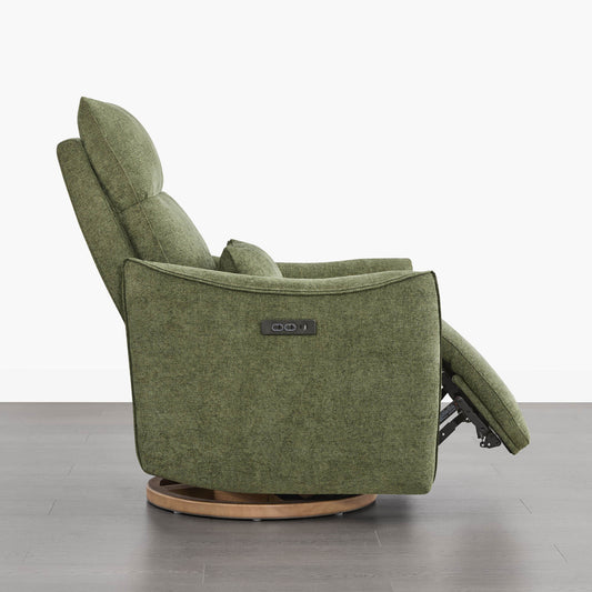 Swivel Nursery Glider Recliner with Power Headrest