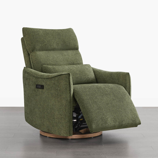 Swivel Nursery Glider Recliner with Power Headrest