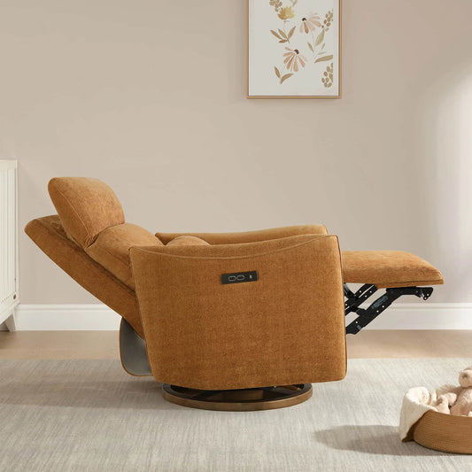 Swivel Nursery Glider Recliner with Power Headrest