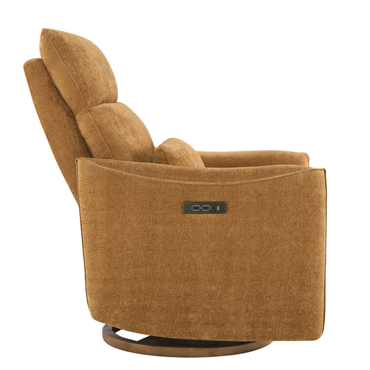 Swivel Nursery Glider Recliner with Power Headrest