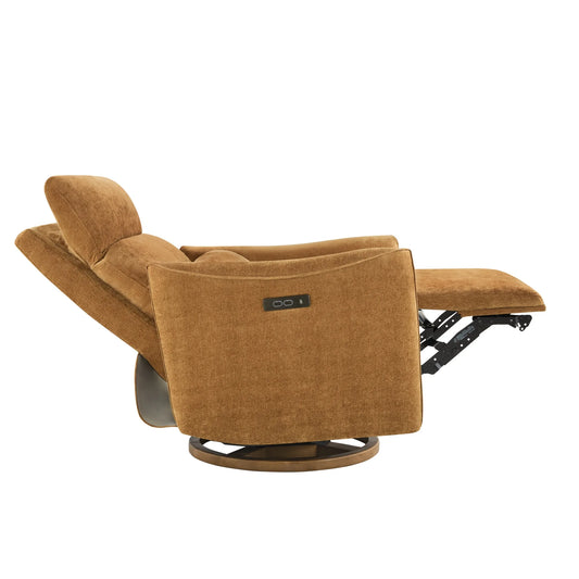 Swivel Nursery Glider Recliner with Power Headrest