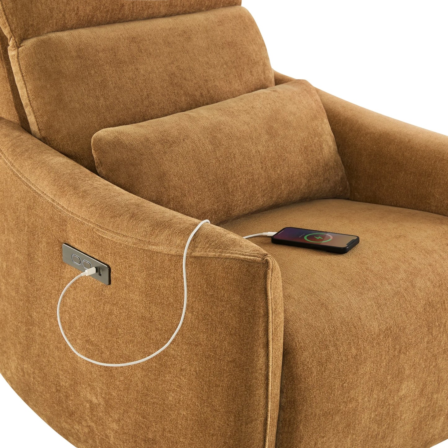 Swivel Nursery Glider Recliner with Power Headrest