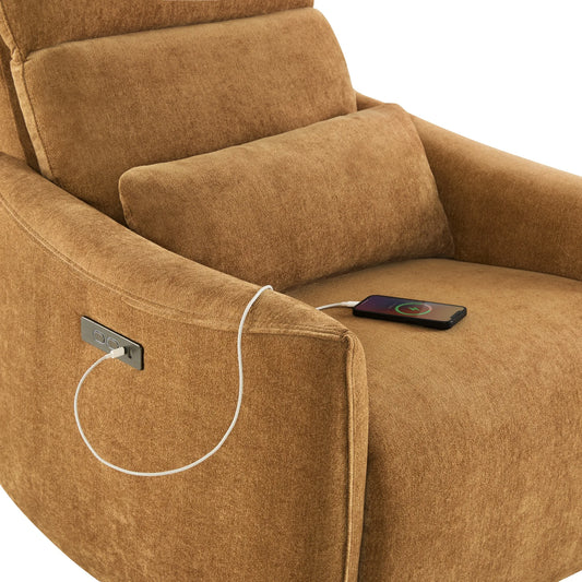 Swivel Nursery Glider Recliner with Power Headrest