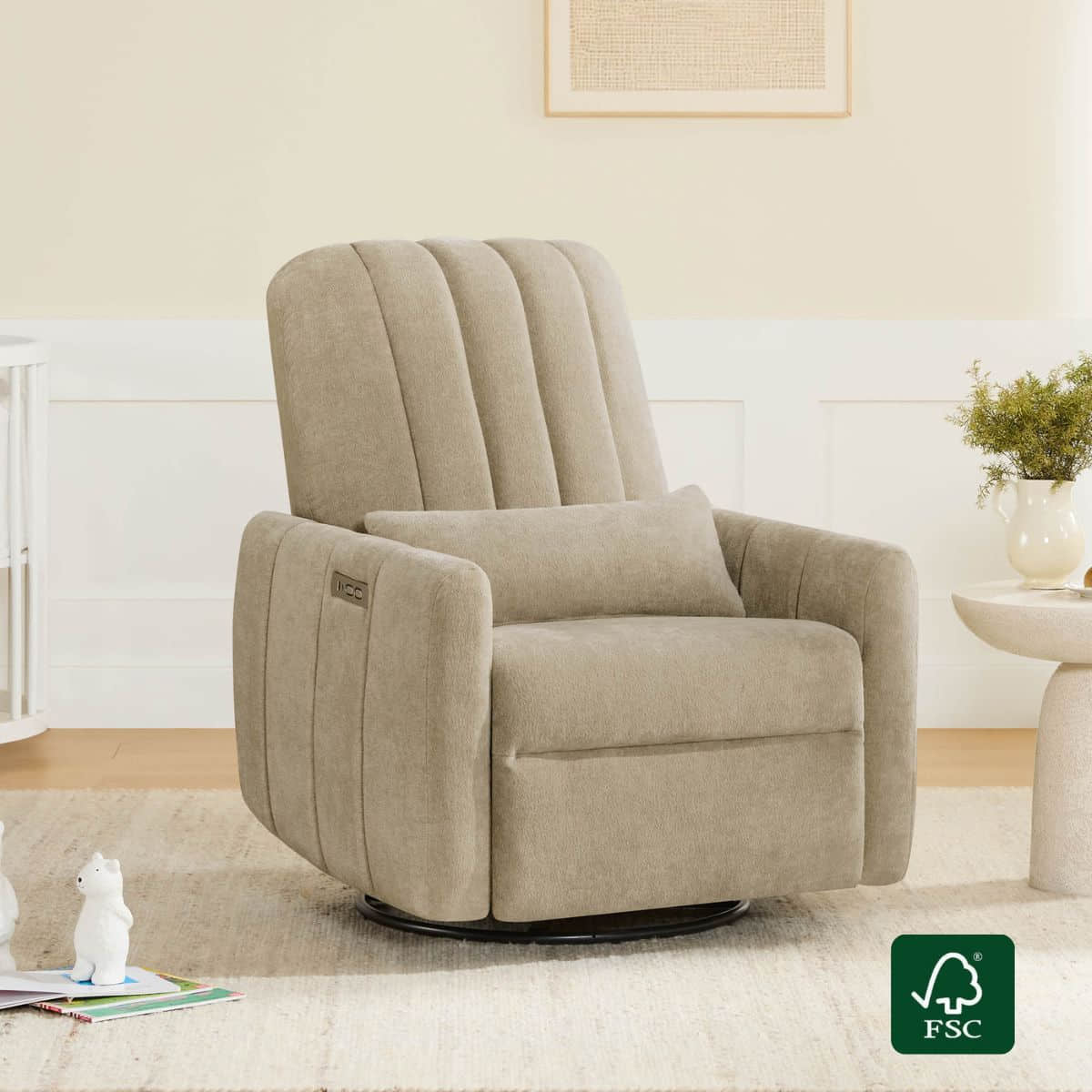 Swivel Nursery Glider Recliner with Shell Design