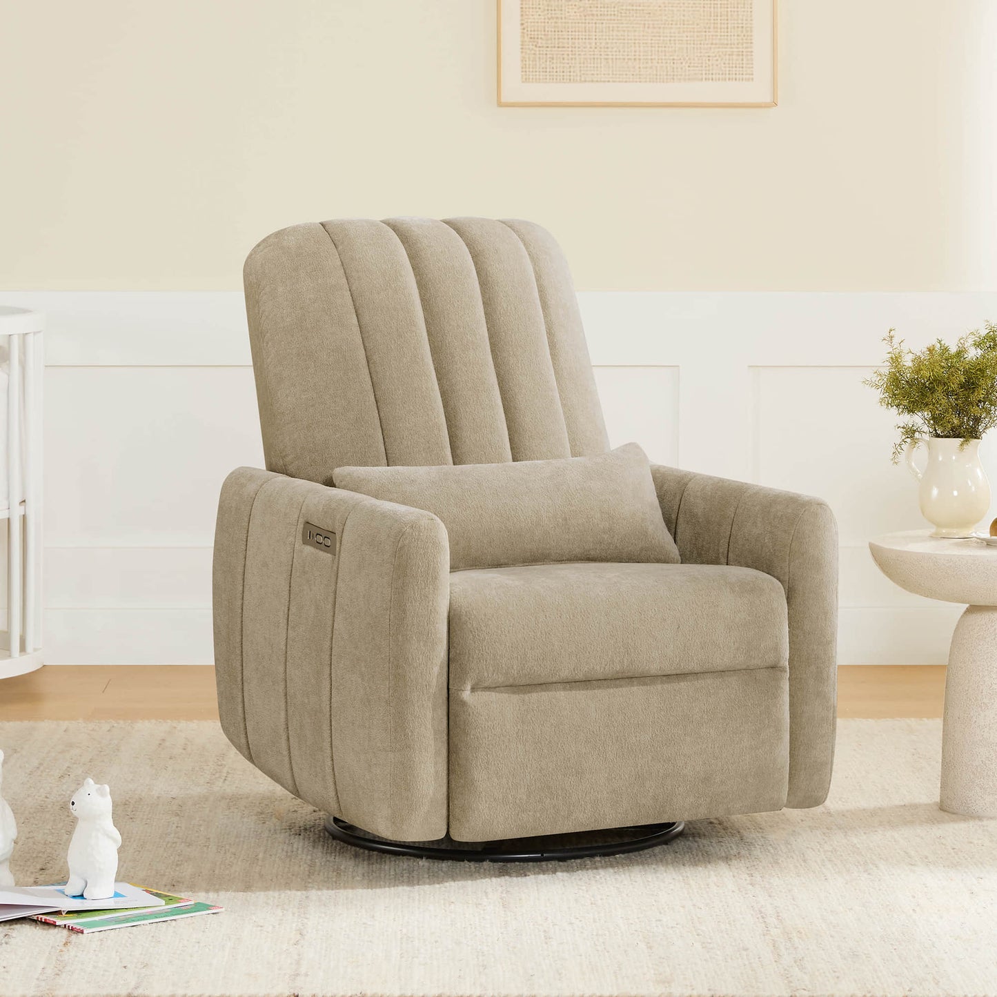 Swivel Nursery Glider Recliner with Shell Design