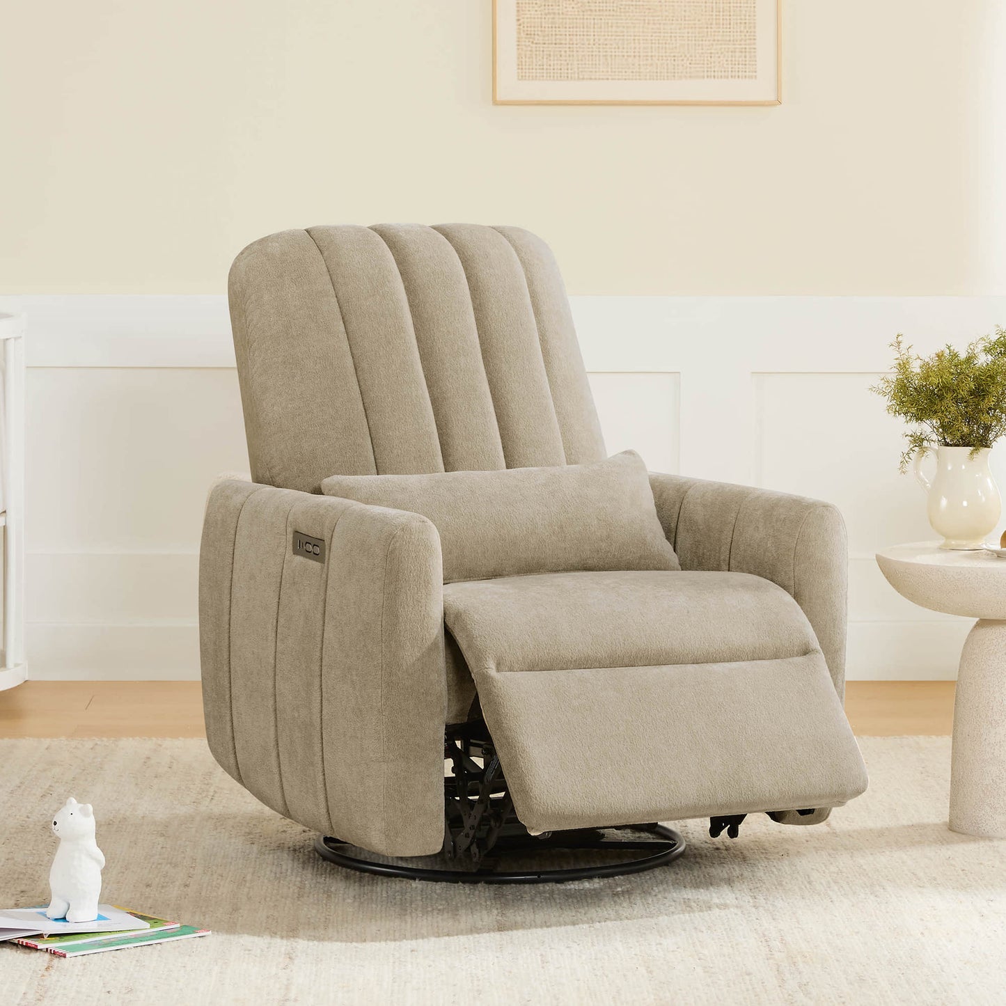 Swivel Nursery Glider Recliner with Shell Design