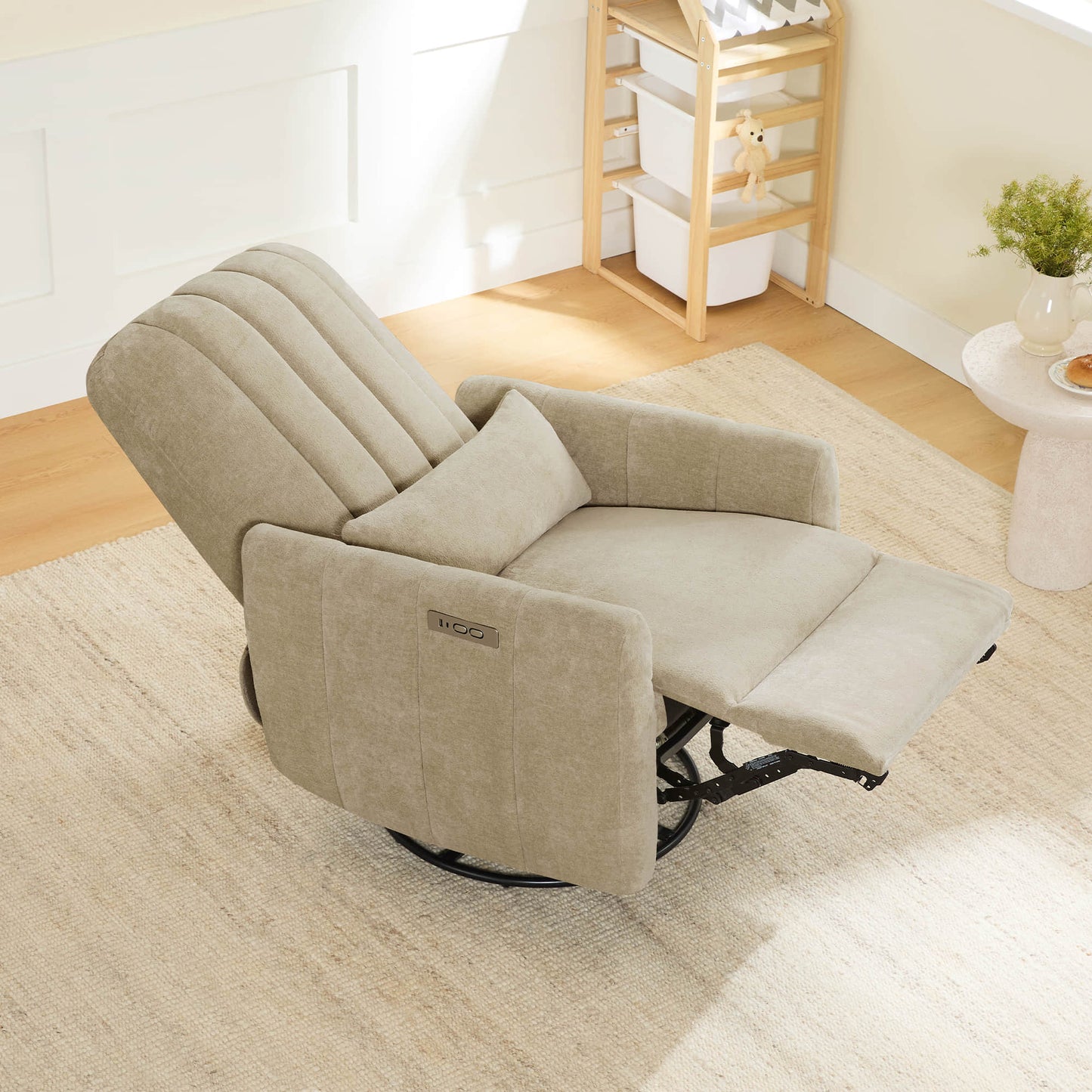 Swivel Nursery Glider Recliner with Shell Design