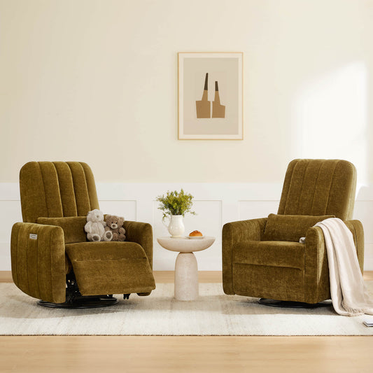 Swivel Nursery Glider Recliner with Shell Design