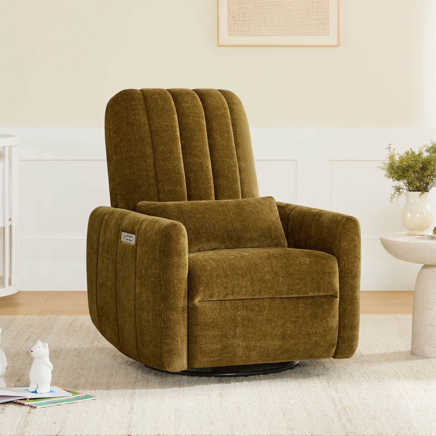 Swivel Nursery Glider Recliner with Shell Design