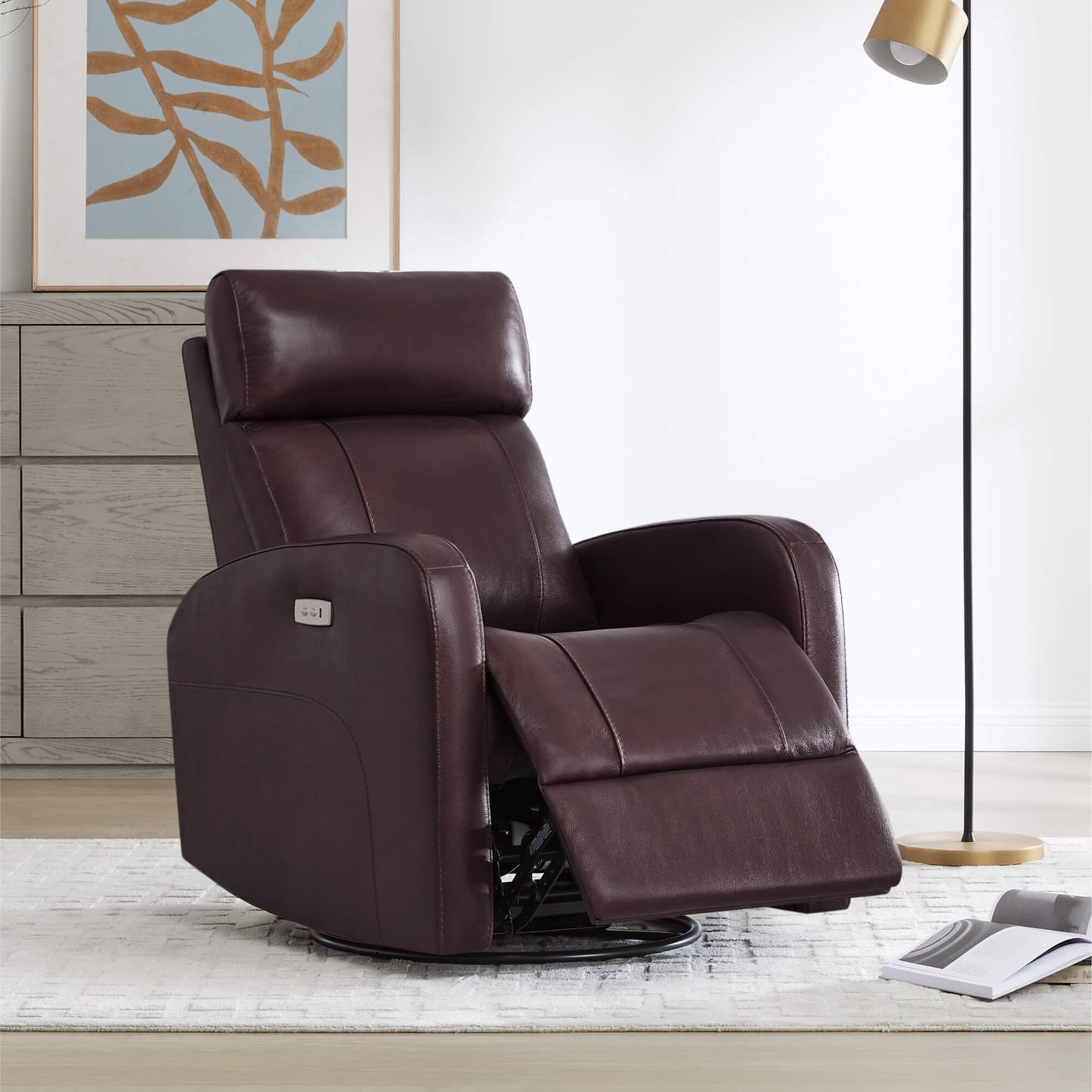 Swivel Recliner with Manual Headrest in Joy Fabric