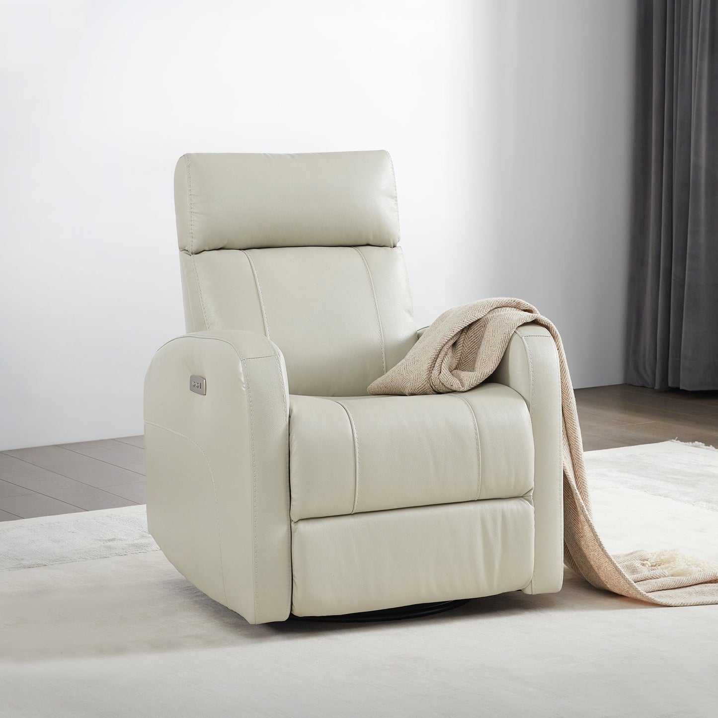 Swivel Recliner with Manual Headrest in Joy Fabric