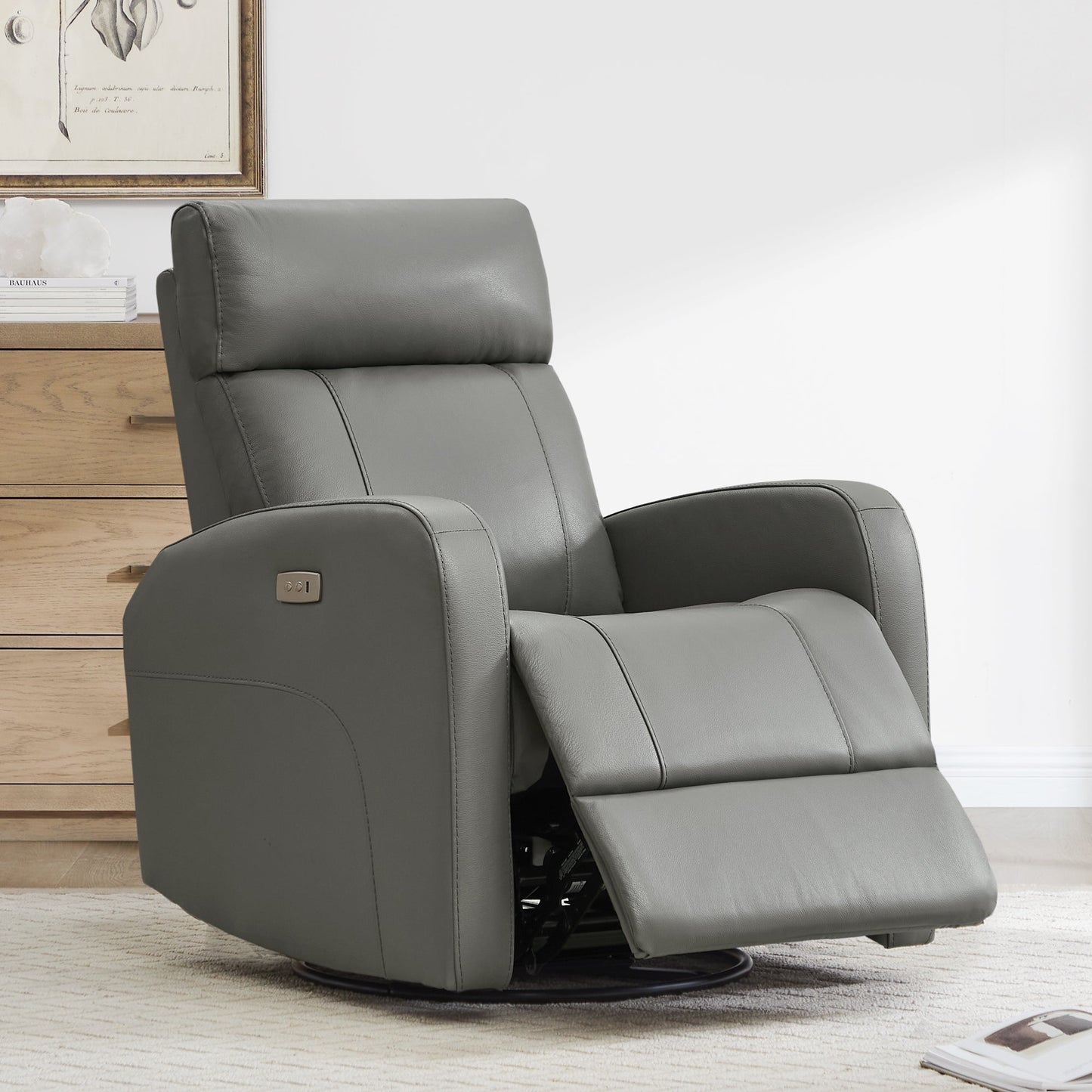 Swivel Recliner with Manual Headrest in Joy Fabric