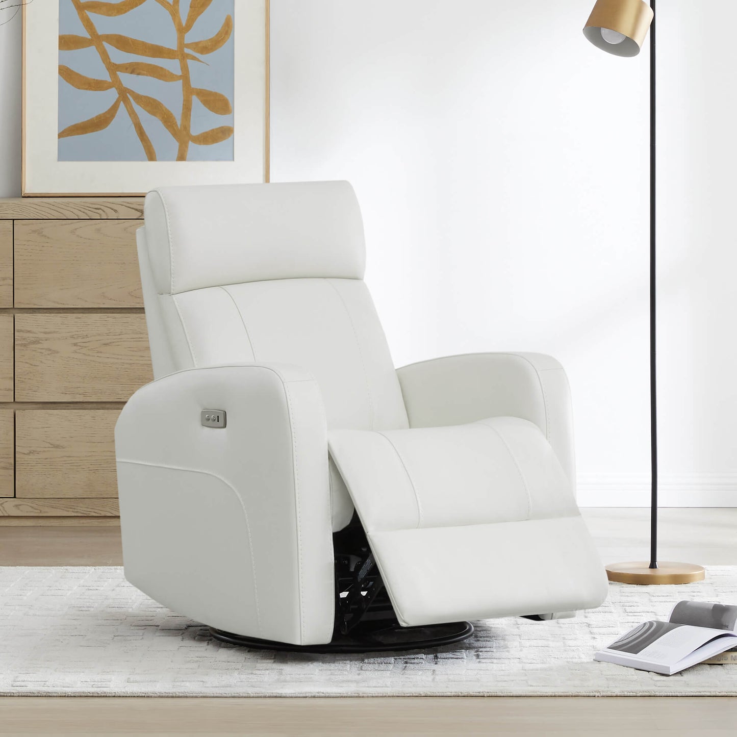 Swivel Recliner with Manual Headrest in Joy Fabric