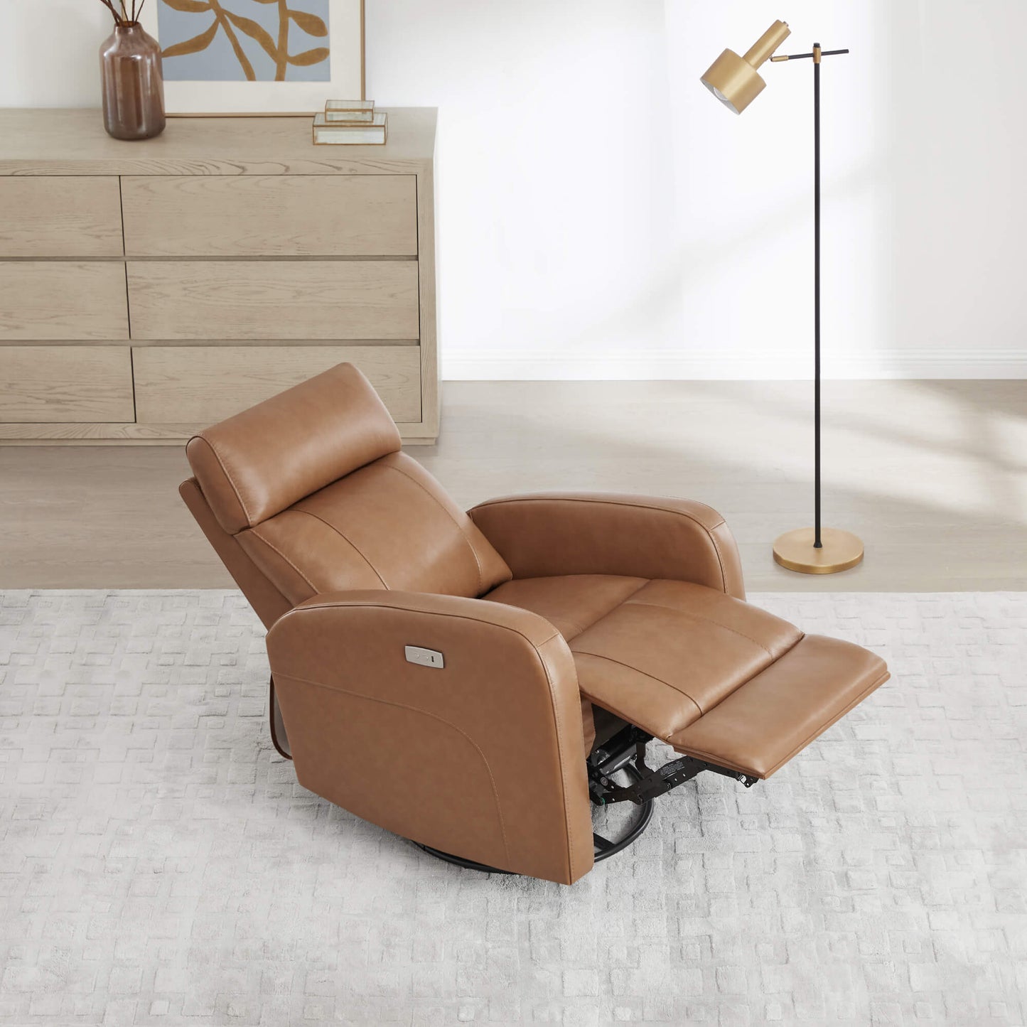 Swivel Recliner with Manual Headrest in Joy Fabric