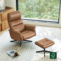 Swivel Reclining Chair & Ottoman in Genuine Leather