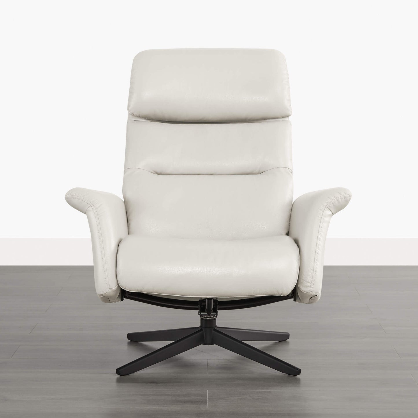 Swivel Reclining Chair & Ottoman in Genuine Leather