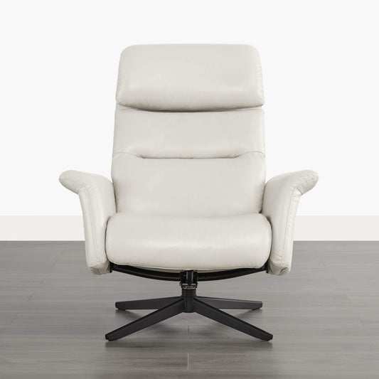 Swivel Reclining Chair & Ottoman in Genuine Leather