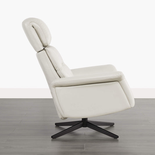 Swivel Reclining Chair & Ottoman in Genuine Leather