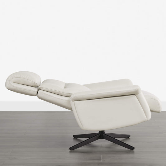 Swivel Reclining Chair & Ottoman in Genuine Leather