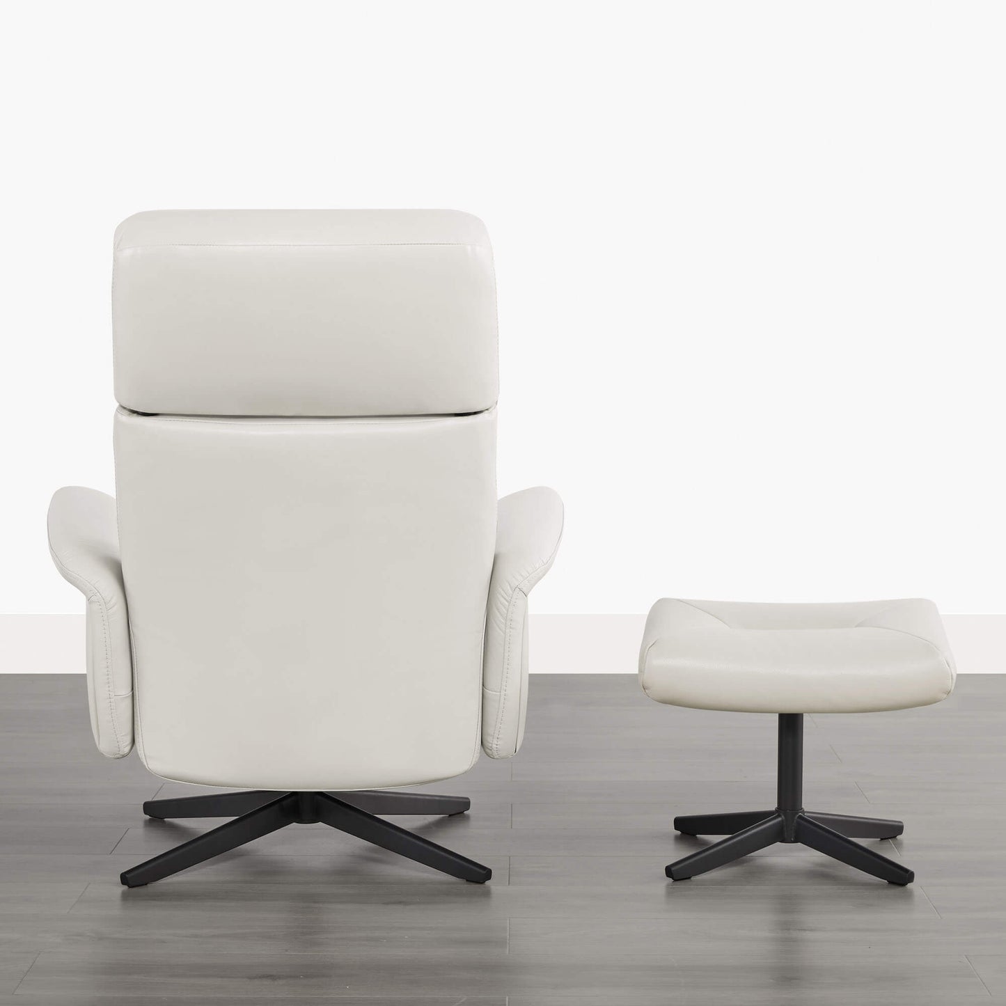 Swivel Reclining Chair & Ottoman in Genuine Leather