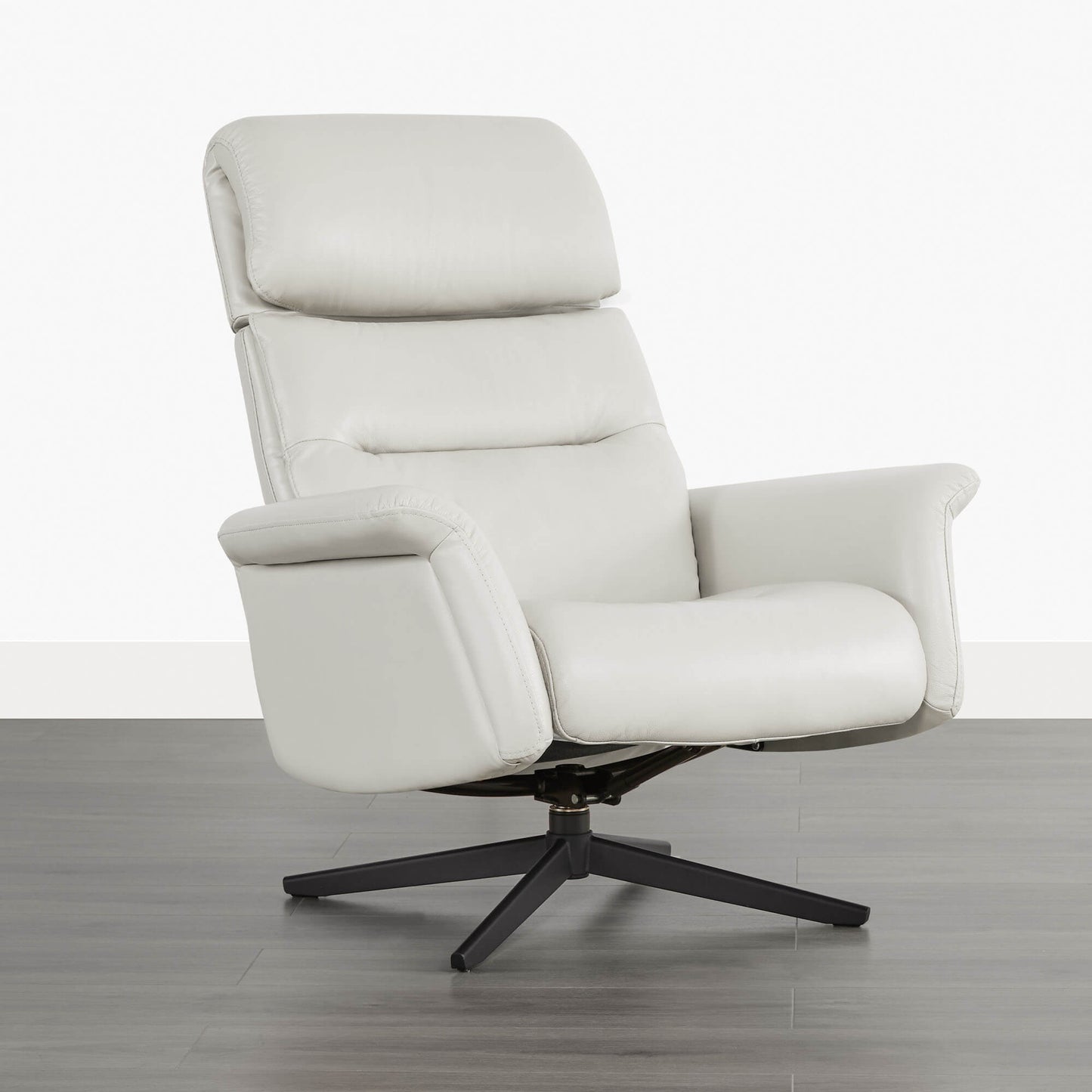 Swivel Reclining Chair & Ottoman in Genuine Leather