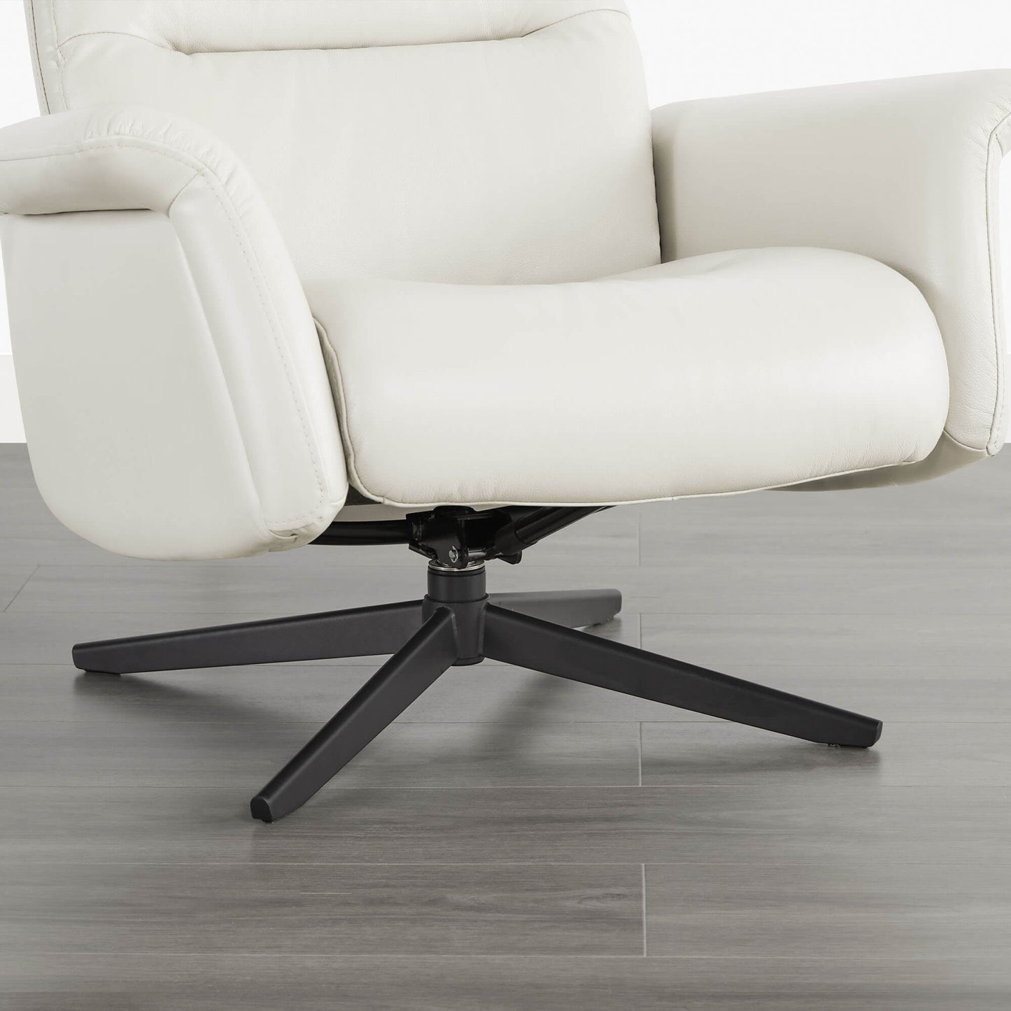 Swivel Reclining Chair & Ottoman in Genuine Leather