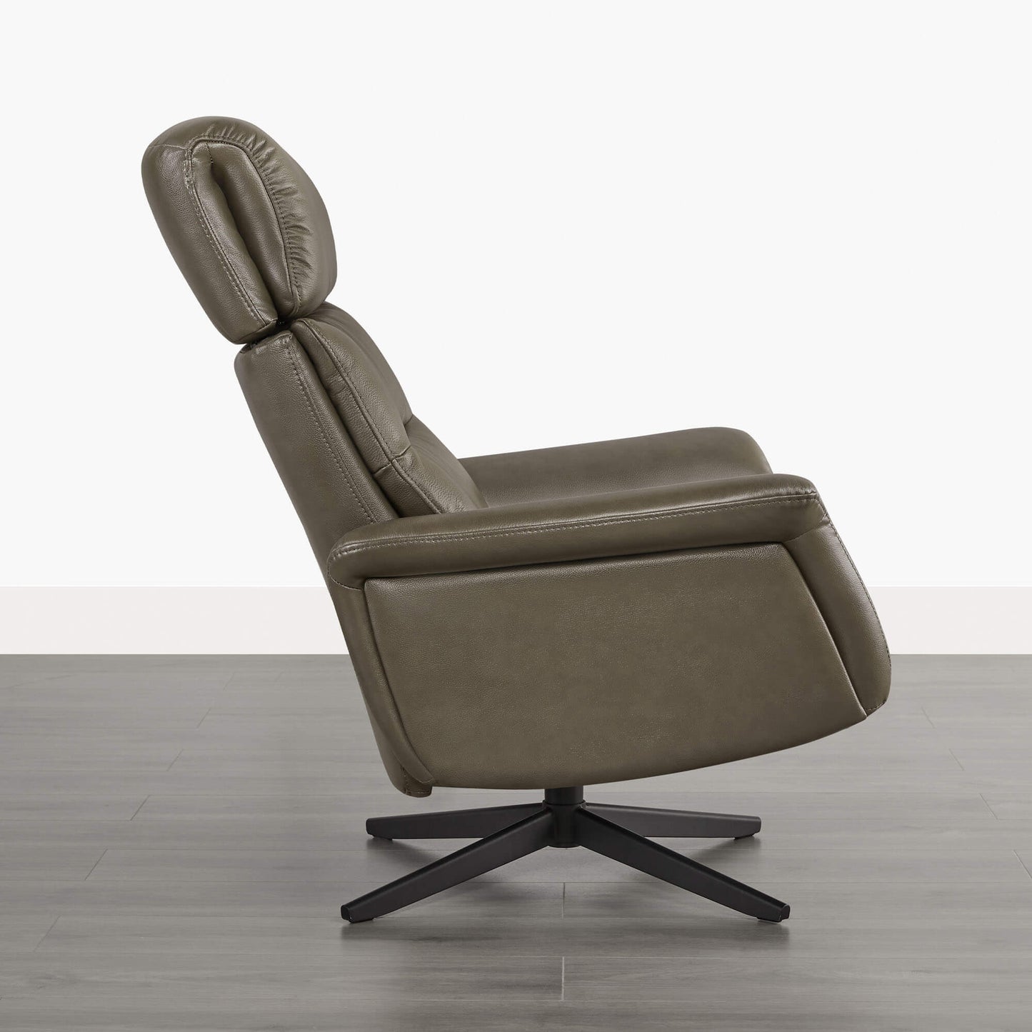 Swivel Reclining Chair & Ottoman in Genuine Leather
