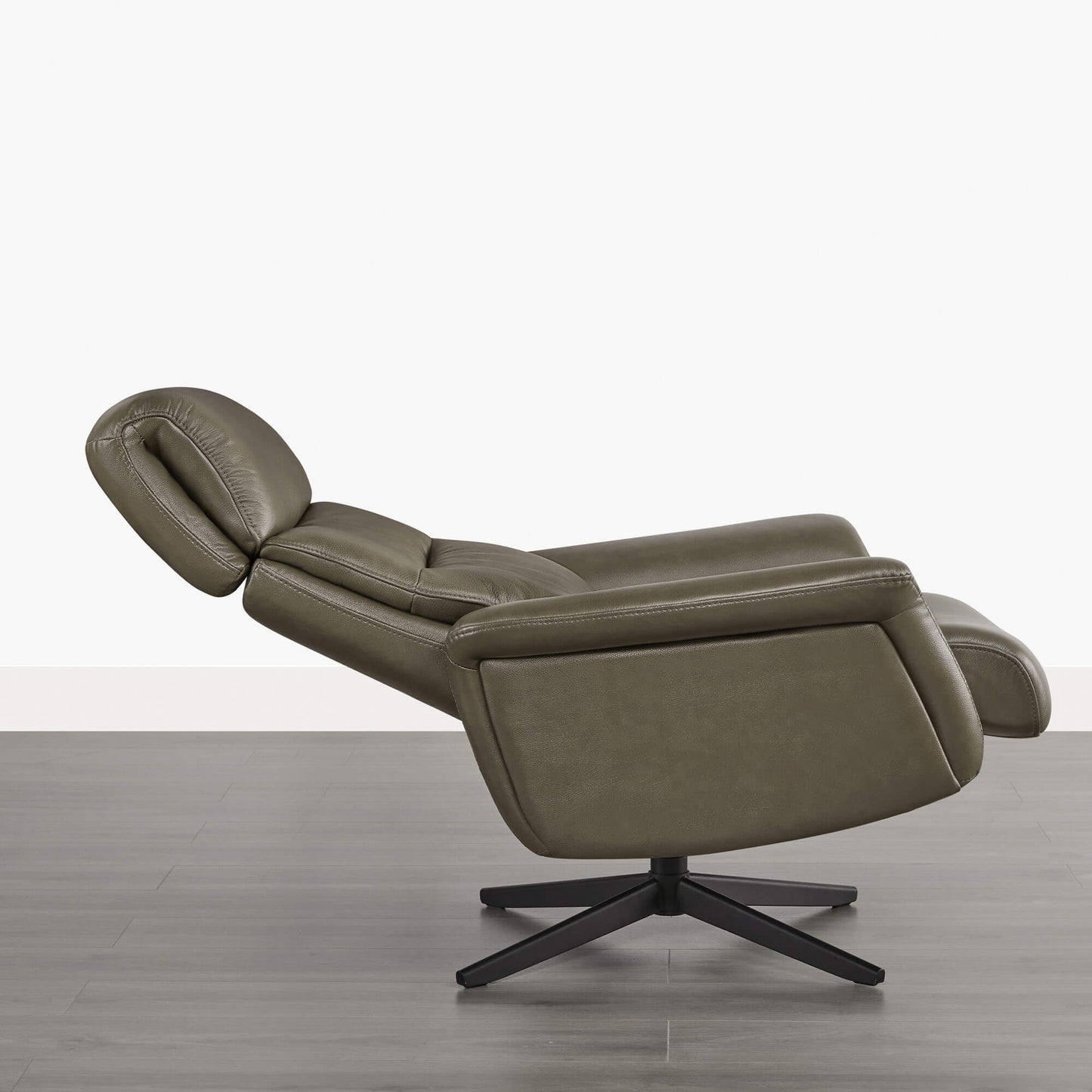 Swivel Reclining Chair & Ottoman in Genuine Leather