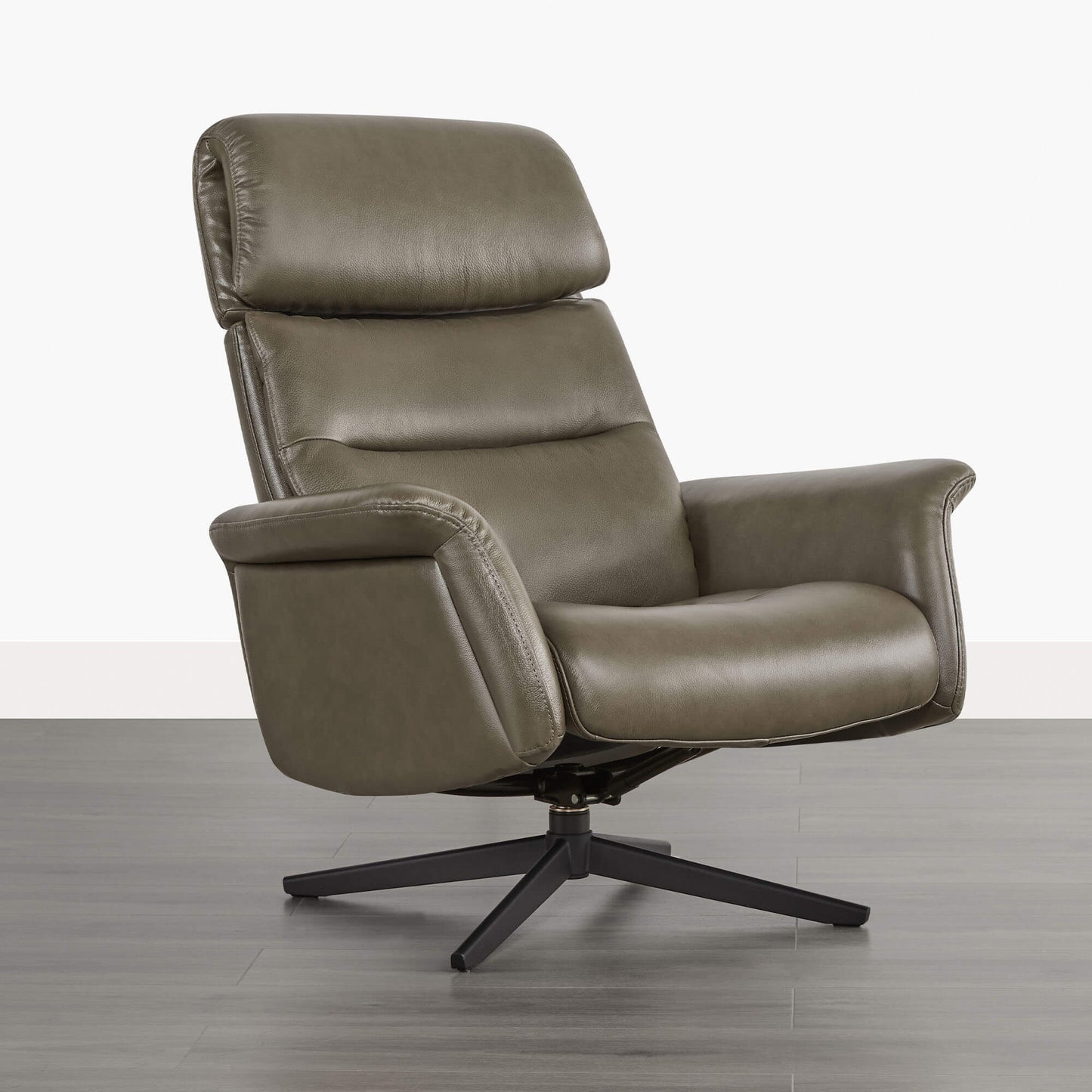 Swivel Reclining Chair & Ottoman in Genuine Leather