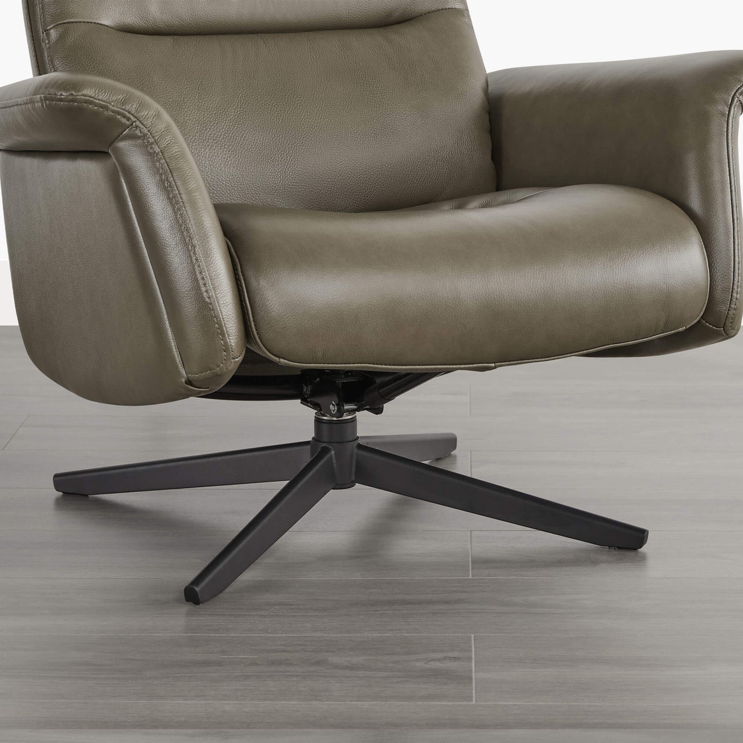 Swivel Reclining Chair & Ottoman in Genuine Leather