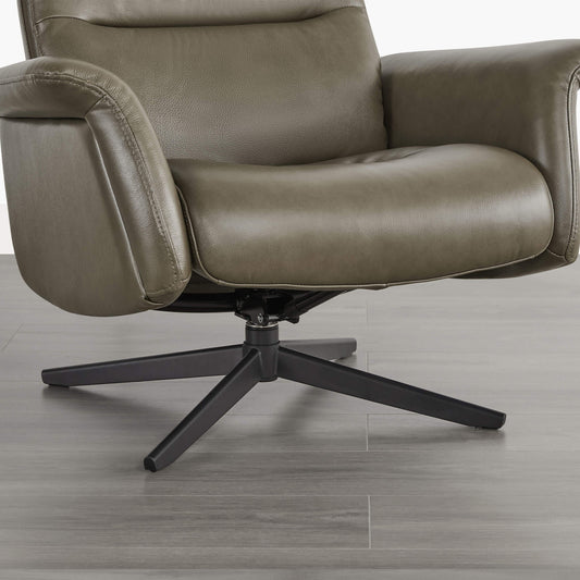 Swivel Reclining Chair & Ottoman in Genuine Leather