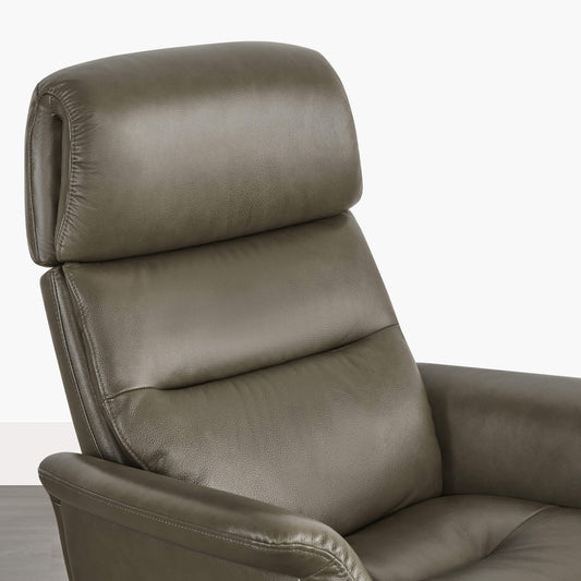 Swivel Reclining Chair & Ottoman in Genuine Leather